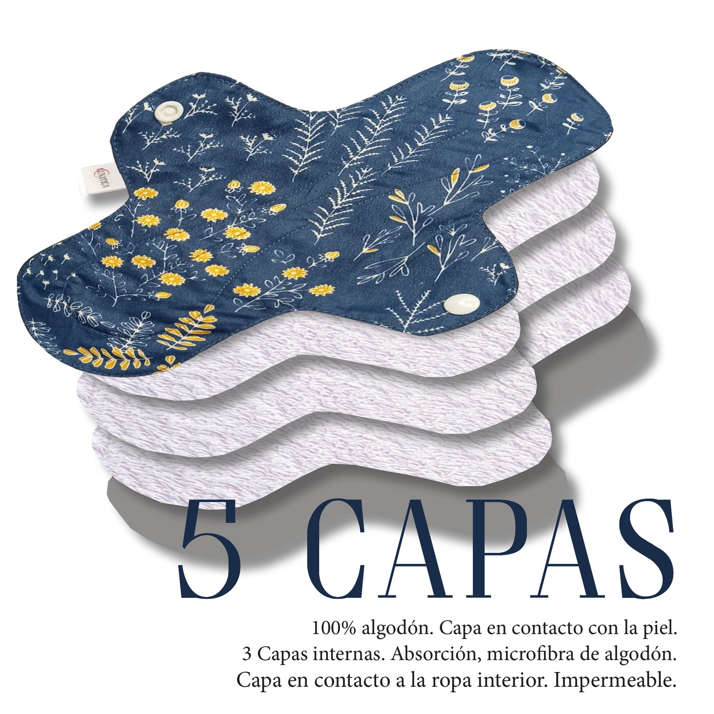 Pack 3 Toallitas Higiénicas Menstruales Ecológicas Talla L - Colección Marina